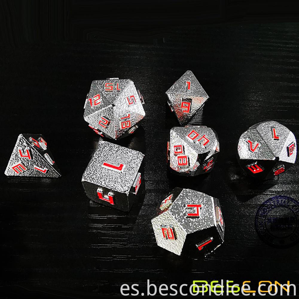 Silver Ore Solid Metal Polyhedral Dice 3